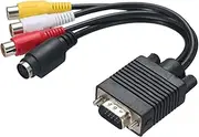VGA to S-Video 3 TV AV Converter Cable Adapter 3 Female Converter Cable VGA to Video TV Out S-Video AV Adapter Black 1080p 1 Battery