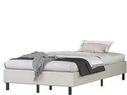 ALFORDSON Bed Frame Base King Single Size with Linen Upholstery, Bed Platform Foundation Without Headboard for Mattress Topper, Basel Fabric Beige