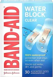 Band-Aid Water Block Clear Waterproof Bandages Box Of 30 each -Pack Of 6 Boxes