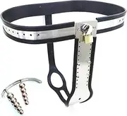 joysperous BDSM stainless steel chastity belt for women chastity belt with metal anal plug and vaginal plug abstinence chastity cage adjustable panties BDSM sex toy for women(110cm-120cm)