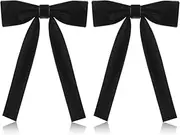 [XZEIT] Pack of 2 Western Kentucky Style Ties Bolo Bow Tie Satin Western Bows Ribbon Ties for Men Bolo Bow Tie, Suitable for All Types of Parties, Graduations, Evening Events, black, Large