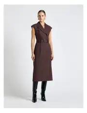 [Cue] European Houndstooth Check Midi Dress in Plum