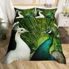 Peacock Duvet Cover Set King Size,Wild Animal Peacock Feather Comforter Cover