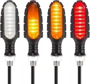 [New Version]Kinstecks 4PCS Motorcycle Indicators Flowing Turn Signal Lights Motorbike Turning Indicators Daytime Running Lights Taillights Brake Lights 12V for Motorcycle Motorbike-Smoked Shell