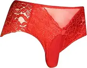 [Generic] Small String Mens Briefs U Shaped Pocket Glossy Taste Underwear Pure Underwear Gift Set Men (b-Red, XXL)