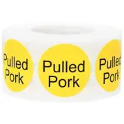 Pulled Pork Deli Grocery Store Food Yellow Labels | 1" Round - 500 Pack