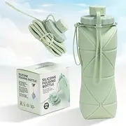 600ml Collapsible Water Bottle - BPA-Free Silicone, Leakproof & Foldable for Camping, Gym, Hiking | Lightweight, Durable with Carry Strap