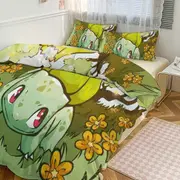 Bed Sheets g113 Bulb_asaur Print Bedding Set Pattern Duvet Cove Set 3 Pieces 1 Quilt Cover And 2 Pillowcases for Women Men Teens tq113 Bed Sheets