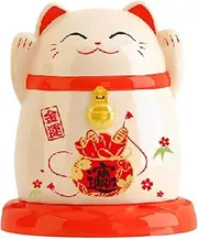 Amagogo Toothpick Box Cotton Swab Storage Tank Multipurpose China Lucky Cat Toothpick Holder with Lid for Bedroom Bathroom Shelves, Yellow