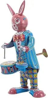 GARVALON Vintage Style Drumming Robot Toy Portable Musical Toy for Kids Decorative Present