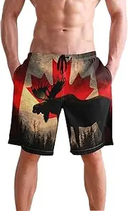 [XYMZR] Moose Canada Grass Men's Swim Trunks Quick-Dry Bathing Suit Swimming Board Shorts S