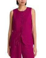 Eileen Fisher Linen Round Neck Long Vest