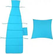 YFIWDBRO Outdoor Hanging Lounge Chair Cushion with Umbrella – High-Resilience Sponge, Side Pocket, Fade-Resistant, Patio Curved Chaise Hammock Swing Lounger Cushion Pad（Sky Blue）
