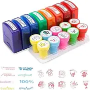 Slzhds Self-Inking Teacher Stamp Set, 18 Pcs Motivational Stamps for Grading & Encouragement, Fun Classroom Stamps for Teachers & Parents, Ideal for Kids Learning & Homework (18 Pcs)