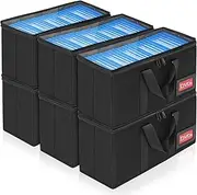 CD Storage Case, DVD Storage Box, CD/DVD Storage Bag with Carry Handle, CD/DVD Bag with Clear Lid (Black DVD Case, 6-Pack)