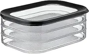 Mepal Meat Fridge Storage Containers 3 Layers - Container with Lid for Meat - Fridge Storage Box - Suitable for Storing Bacon & Meat Products - 3 Separate Fridge Storage Boxes - 3 x 550 ml - Black