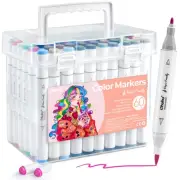 Ohuhu illustration markers, water-based, brush-type, fine tip, 59 colors, 60 P
