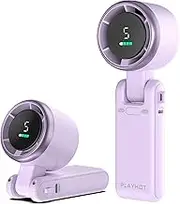 PlayHot Portable Handheld Turbo Fan, 5-Speed Personal Fans, 5000mAh Rechargeable Fans Up to 12 Hours, Weight only 0.6lb Small Fan, Hand/Neck/Desk Fan 3 IN 1, Beach Vacation Essentials(Purple)