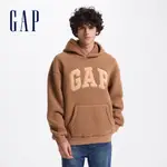 GAP 男女同款 LOGO刺繡刷毛帽T-卡其色(609050)