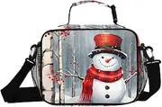 Christmas Snowman Forest Snow Insulated Lunch Box for Women Men - Ideal for Work, Picnics - Includes Adjustable Shoulder Strap