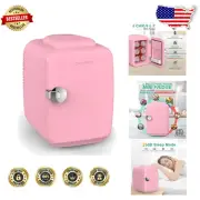 Compact 4L Portable Fridge - Cooling and Warming Mini Refrigerator in Pink