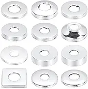 4 Pieces Stainless Steel Chrome-Plated Pipe Cover Rosette for Shower Fittings, Taps, Radiators (Silver, 80 x 5 mm, 21 mm Diameter)