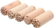 HAWILLOSCH 5pcs 2cm Wooden Pottery Stamps Set for Clay Stamps Stamps for Clay and Pottery Tools Natural Wood Stamps DIY Crafting