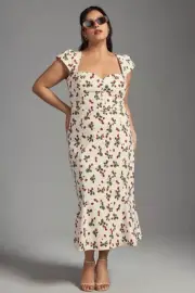 NWT ANTHROPOLOGIE THE CECILY Sz 2X FIT & FLARE SWEETHEART MIDI DRESS CHERRIES