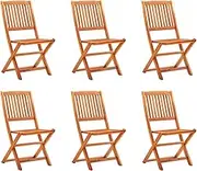 Folding Garden Chairs 6 pcs Solid Eucalyptus Wood Patio Chair