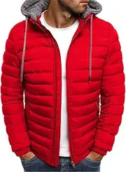 Uillui Winter Coats for Men Casual Lightweight Packable Puffer Jacket Outdoor Quilted Hooded Puffy Down Coat for Snow Ski