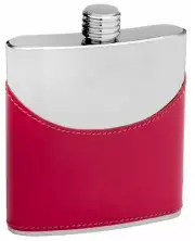 6oz Pink Faux Leather Hip Flask, Free Personalization