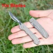 Titanium Utility Folding Knife Scalpel Blade Paper Cutter Pocket Keychain EDC