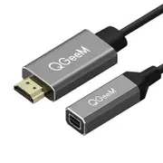 QGeeM HDMI Single to Mini DP Converter Adapter Cable UHD 4K@30Hz Plug and Play for PC Laptop gray