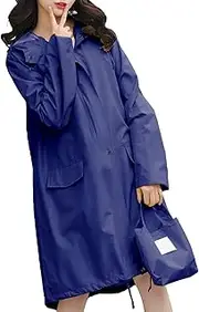 [Generic] Waterproof Jackets for Women Long Rain Coat For Outdoor Activities Lightweight Hooded Rain Jacket