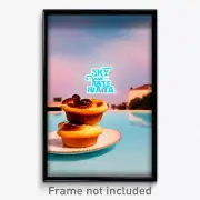 Pixel Art Poster - Sky Blue Pastel De Nata (8 Bit Psychedelic Video Game Print)