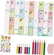 Rainbow Scratch Art Book Squeegee Art Paint Kit DIY Postcard Scratch Note Pads for Kids for Ages 4-8 Children Novelty Gifts