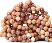 CHEAVIAN 45PCS 8mm Natural Petrified Wood Jade Round Loose Beads for Jewelry Making DIY Bracelet Necklace Materials 1 Strand 15"