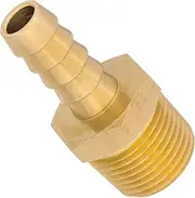 HALLMERS Brass Straight 8mm 5/16" Barb Hose to 3/8" NPT Male Threaded Barbed Pipe Fitting Connector, Adapter Coupler Reducer Converter, Used to Connect Lines for Air, Water, Fuel, Oil and Inert Gases