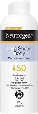 Neutrogena SPF50 Ultra Sheer Body Mist Sunscreen, White