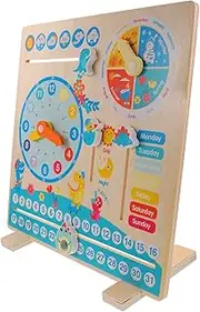 ifundom Learning Time Educational Learning Time Clock for Clock for Wooden Calendar Wood