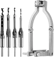 DJAPWPX Square Hole Drill Bit Adapter With 4 Carbide Bits, Fixing Bracket, Woodworking Mortising Chisel Kit, Press Accessory for Bench Drill