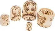 1 Set Blank Russian Nesting Dolls Kit Unfinished Wooden Dolls for DIY Crafts Cute Decorative with Double Headed Eagle Design for Projects and Home Decor