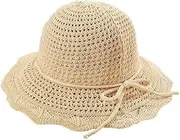 [LAIFEKE] Breathable Knitted Hat Women's Bucket Hats Sunbonnet Outdoor Casual Sunhat Beach Cap Foldable Hats