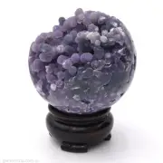 Sphere 63mm Grape Agate 280g Gemstone Crystal Ball Natural Mineral Inc Stand
