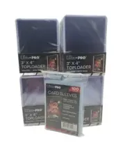 (100) Ultra Pro White Border Topload Card Holder Toploaders ACEO + Free Sleeves