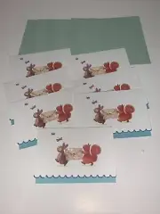 7 Papyrus Blank Note Cards: Cute Glitter Bunny Squirrel Butterfly Heart Message