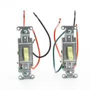 2 Hubbell Ivory COMMERCIAL Toggle Light Switches 20A 3-Way w/Wire Leads CSL120I