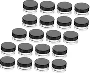 GLEAVI 20pcs Round Jar Plastic Cosmetic Container Set Cream Jars Packaging Lip Gloss Making Kit Biscuit Highlighter Makeup Pump Jar Mini Makeup Bag Lid Pantry Reward Jar Pot Snack Black