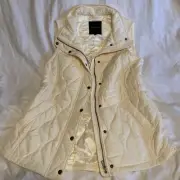 Talbots Primaloft Vest Women's Medium Full Zip & Snaps Packable Quilted Cream