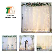 Sheer Backdrop Curtain with Lights String for Parites 20×10ft White Tulle Bac...